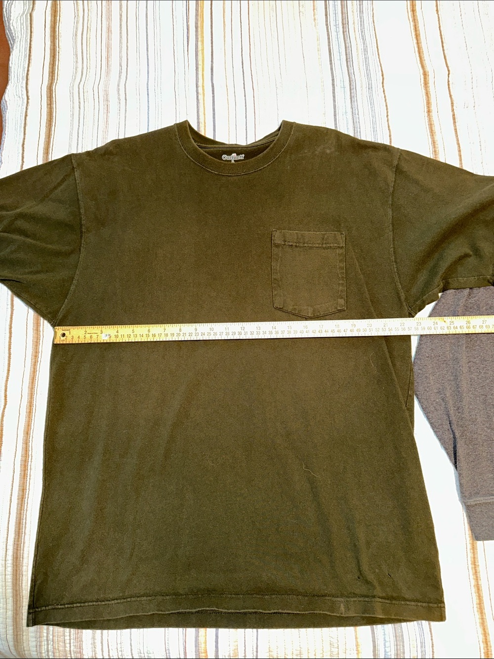 Carhartt Gray Long Sleeve Pocket Tee + Dark Green Short Sleeve Pocket Tee - Picture 2 of 12